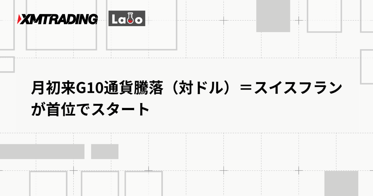 月初来G10通貨騰落（対ドル）＝スイスフランが首位でスタート