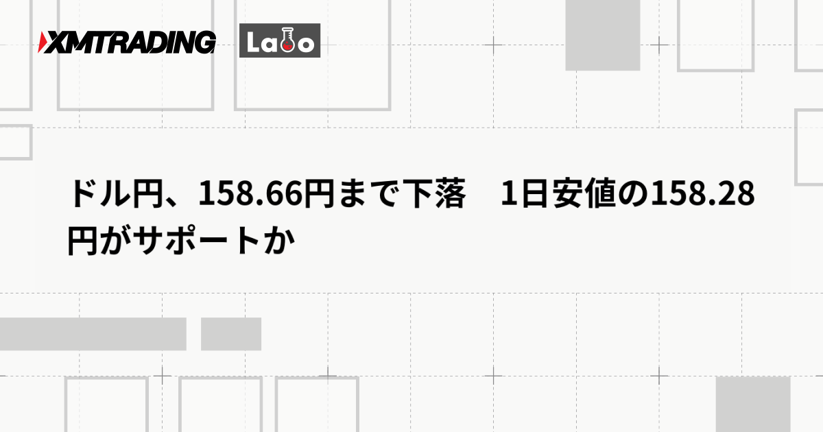 ドル円、158.66円まで下落　1日安値の158.28円がサポートか