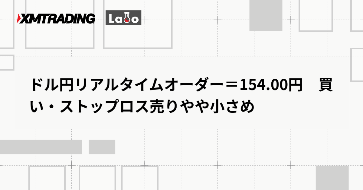 ドル円リアルタイムオーダー＝154.00円　買い・ストップロス売りやや小さめ