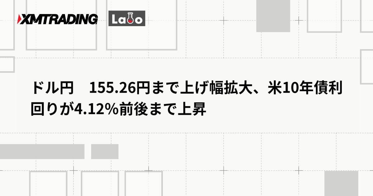 ドル円　155.26円まで上げ幅拡大、米10年債利回りが4.12％前後まで上昇