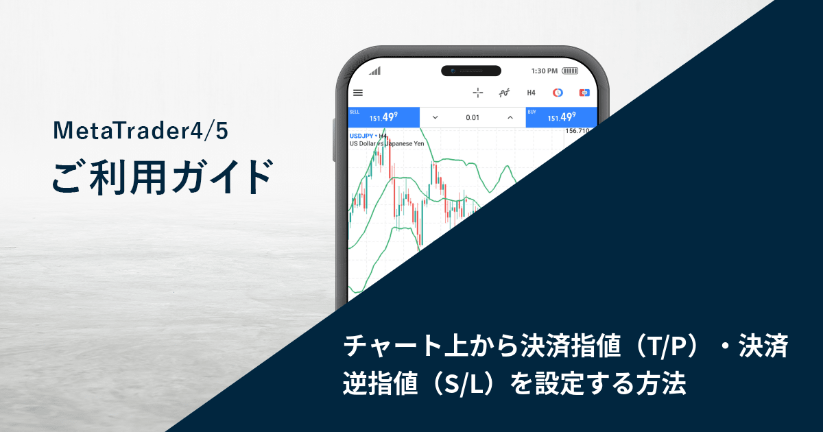 チャート上から決済指値（T/P）・決済逆指値（S/L）を設定する方法