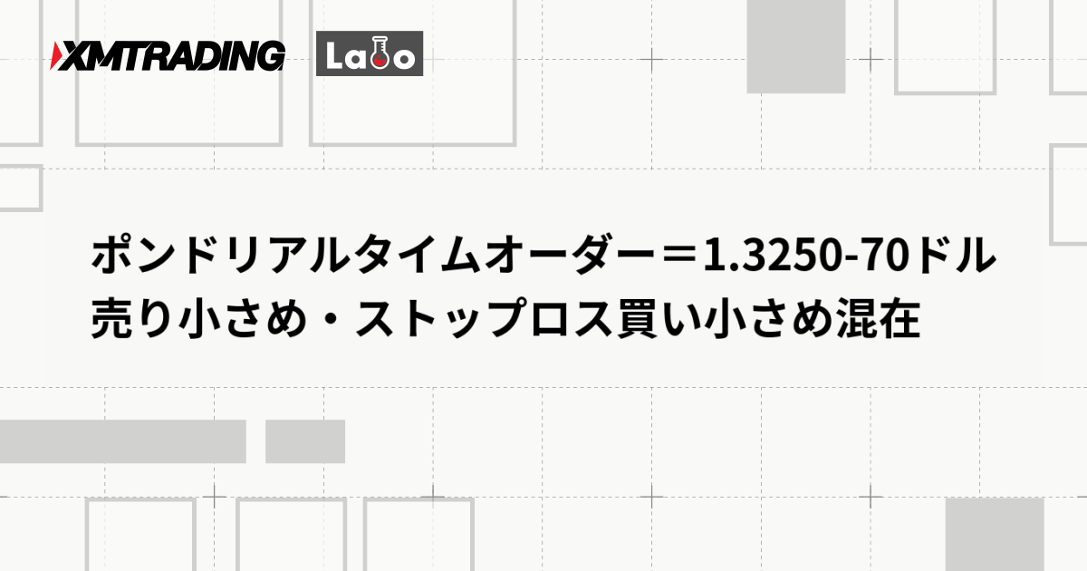 ポンドリアルタイムオーダー＝1.3250-70ドル　売り小さめ・ストップロス買い小さめ混在