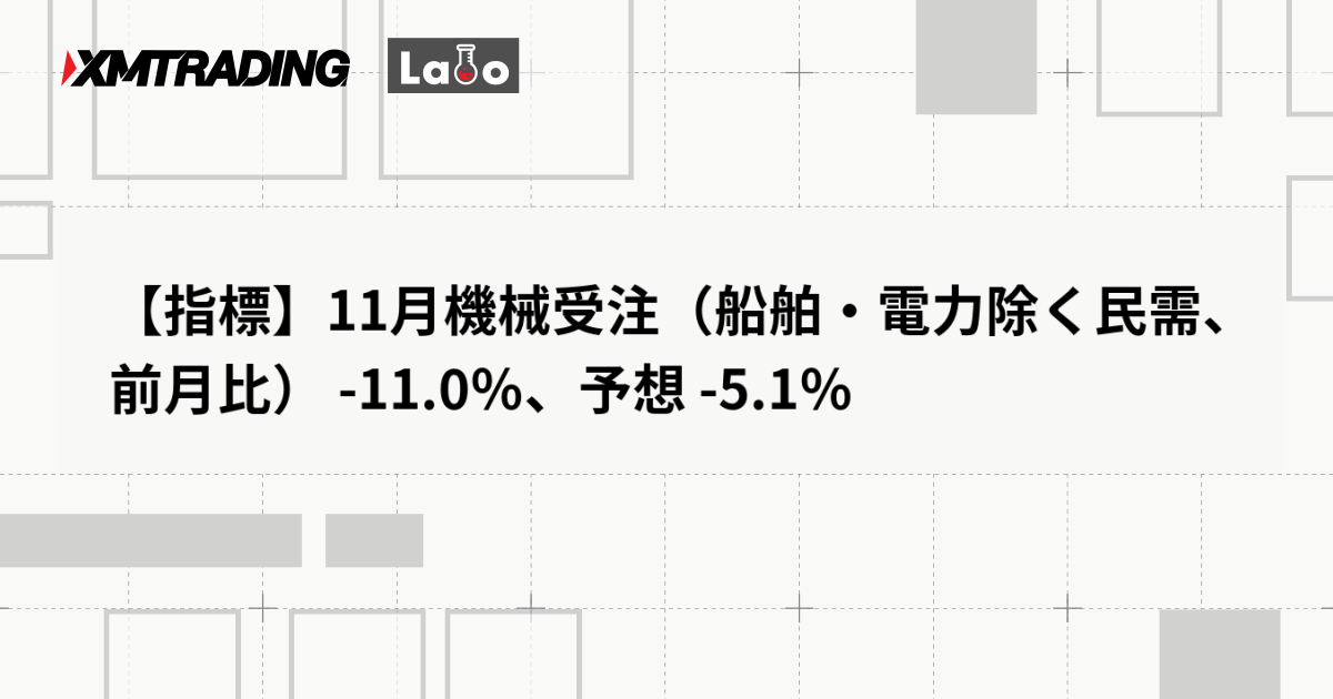 【指標】11月機械受注（船舶・電力除く民需、前月比） -11.0％、予想 -5.1％