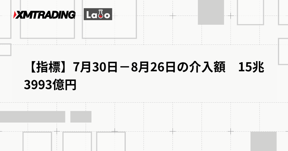 【指標】7月30日－8月26日の介入額　15兆3993億円