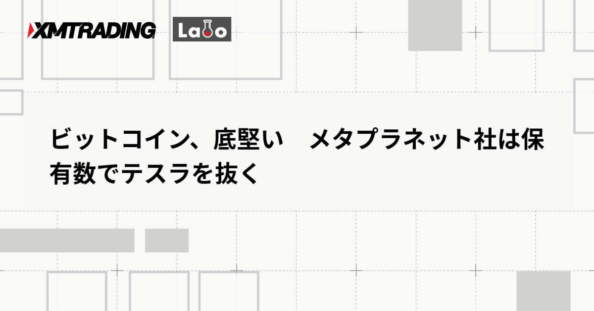 ビットコイン、底堅い　メタプラネット社は保有数でテスラを抜く