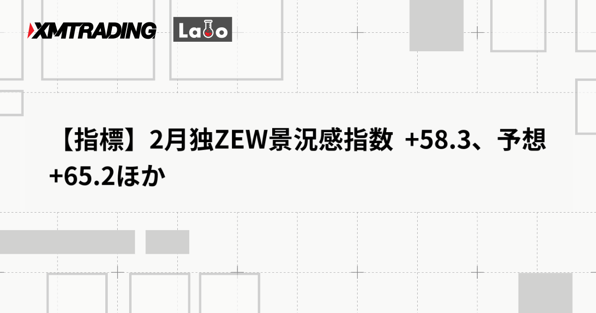 【指標】2月独ZEW景況感指数  +58.3、予想 +65.2ほか
