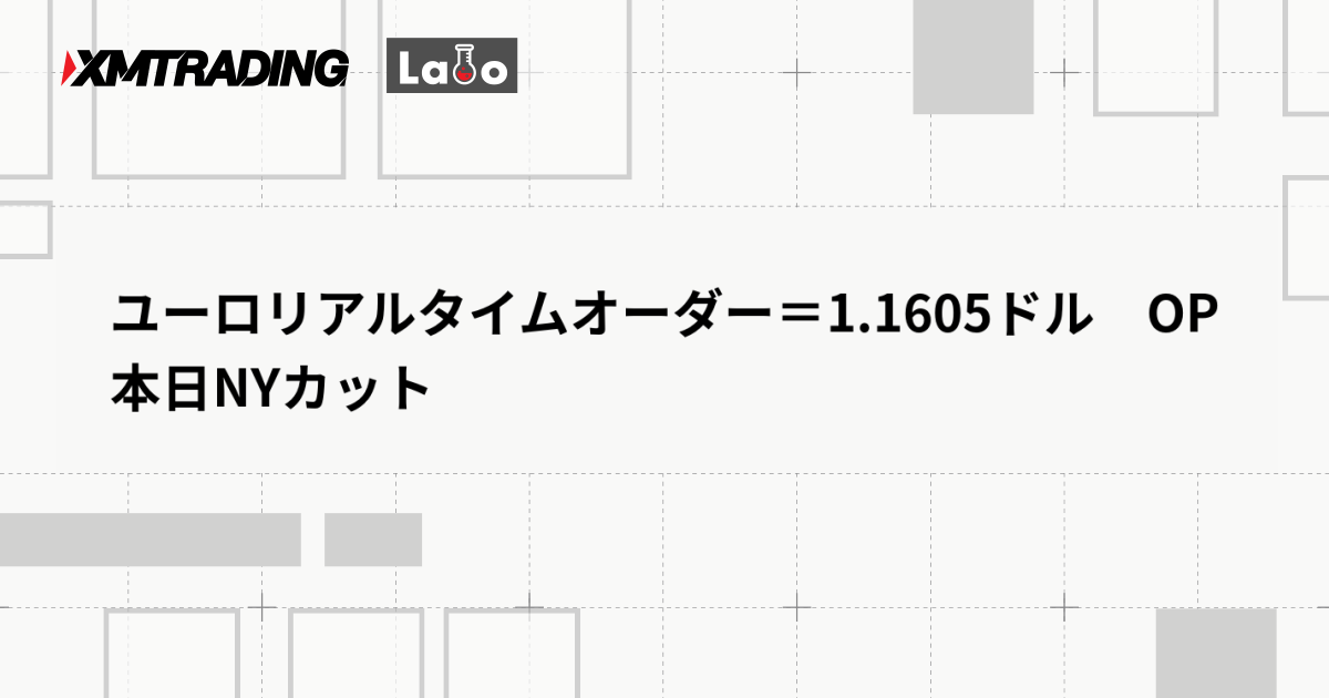 ユーロリアルタイムオーダー＝1.1605ドル　OP本日NYカット