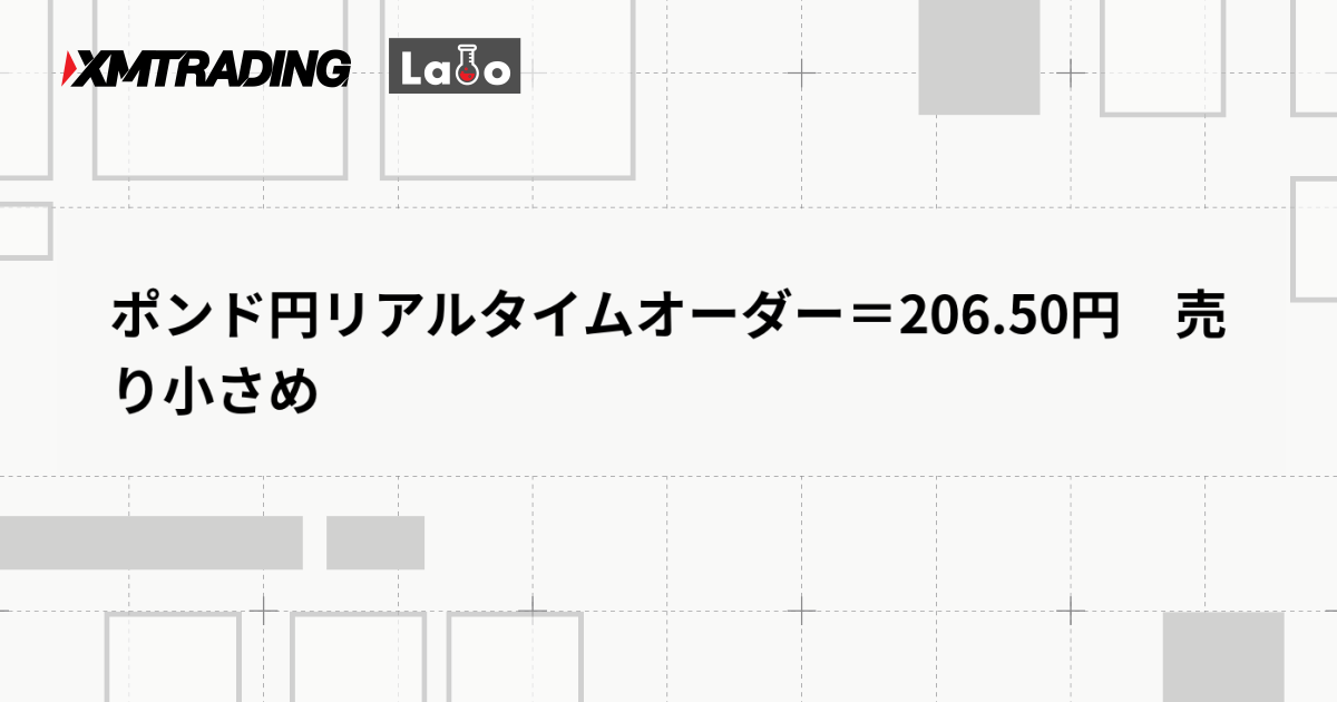 ポンド円リアルタイムオーダー＝206.50円　売り小さめ