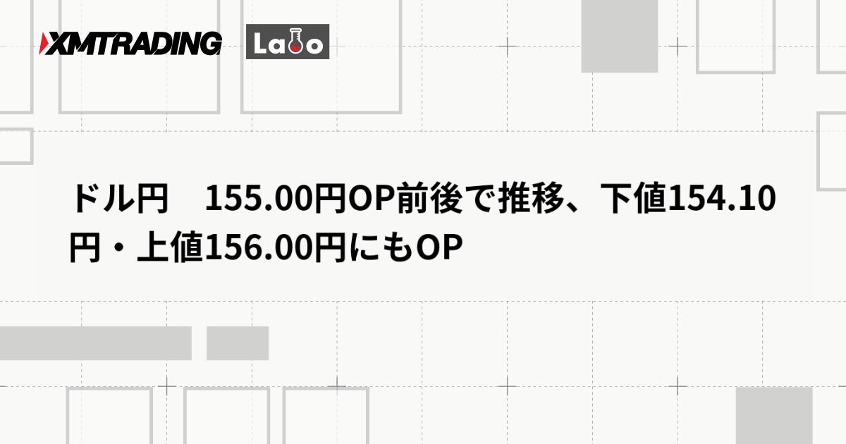 ドル円　155.00円OP前後で推移、下値154.10円・上値156.00円にもOP