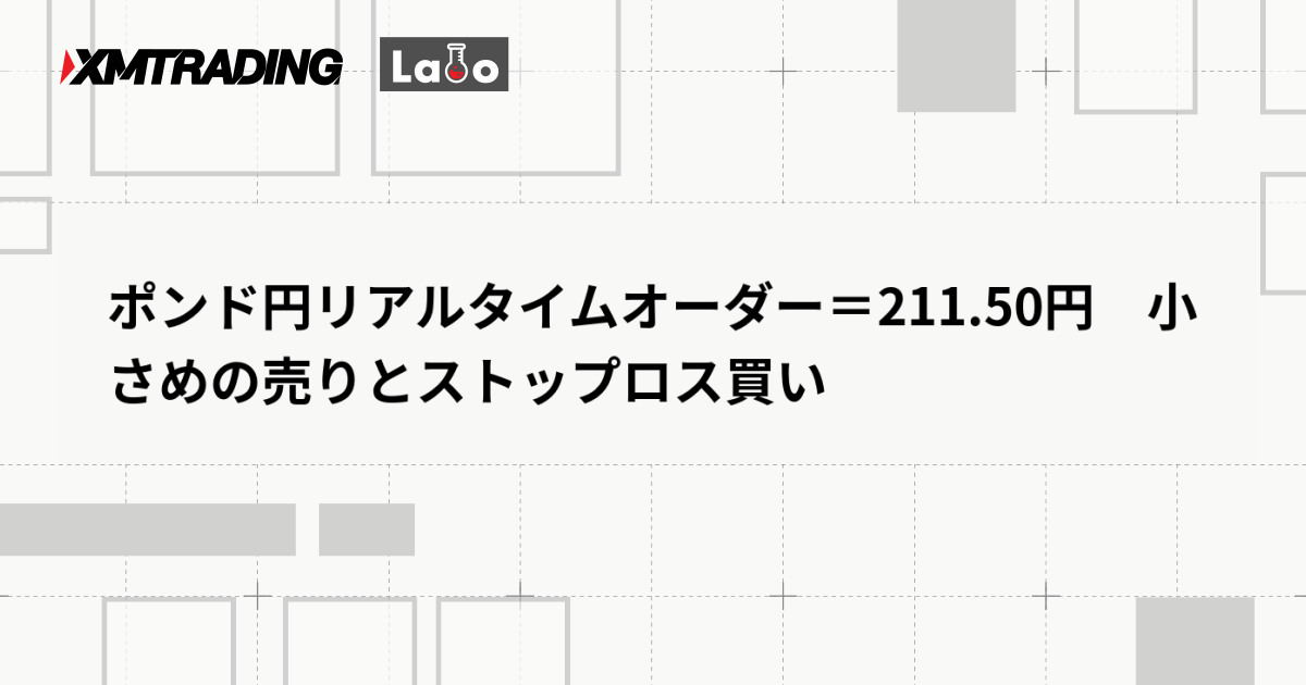 ポンド円リアルタイムオーダー＝211.50円　小さめの売りとストップロス買い
