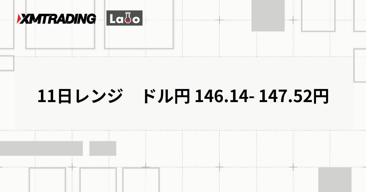 11日レンジ　ドル円 146.14- 147.52円