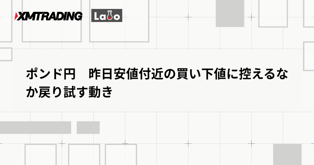 ポンド円　昨日安値付近の買い下値に控えるなか戻り試す動き