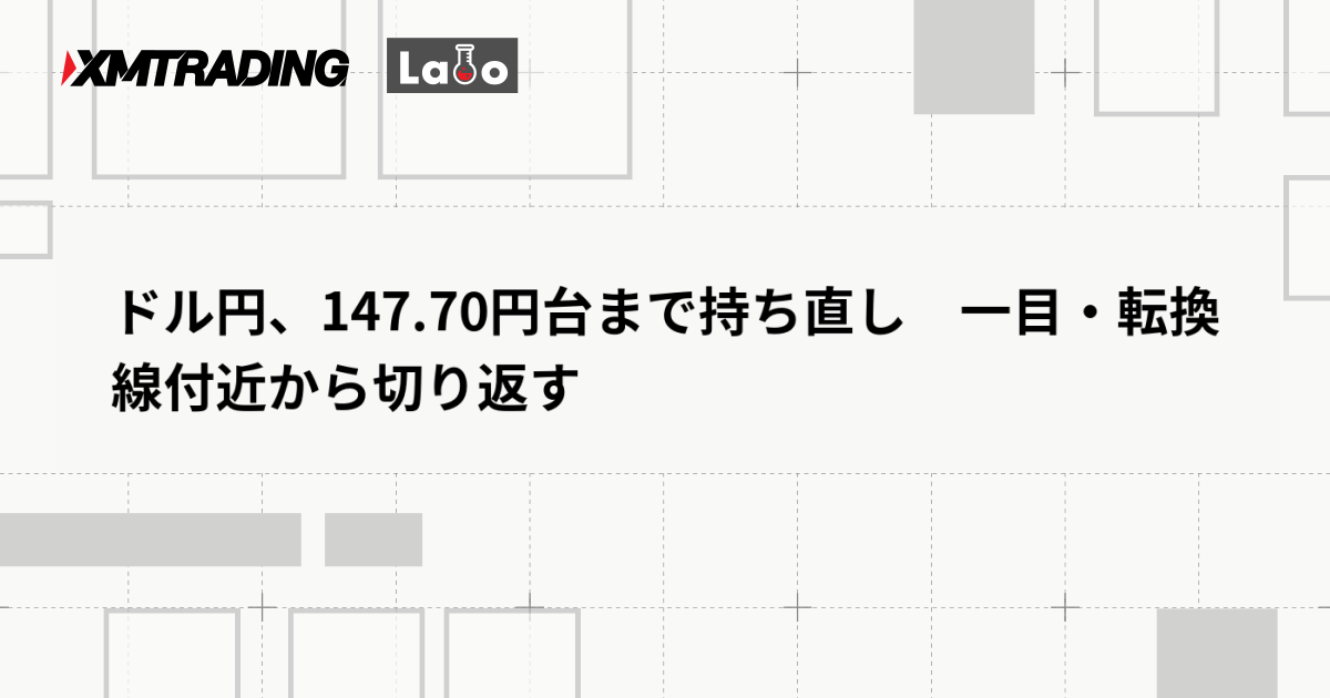 ドル円、147.70円台まで持ち直し　一目・転換線付近から切り返す