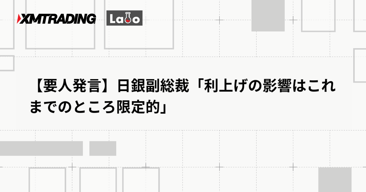 【要人発言】日銀副総裁「利上げの影響はこれまでのところ限定的」