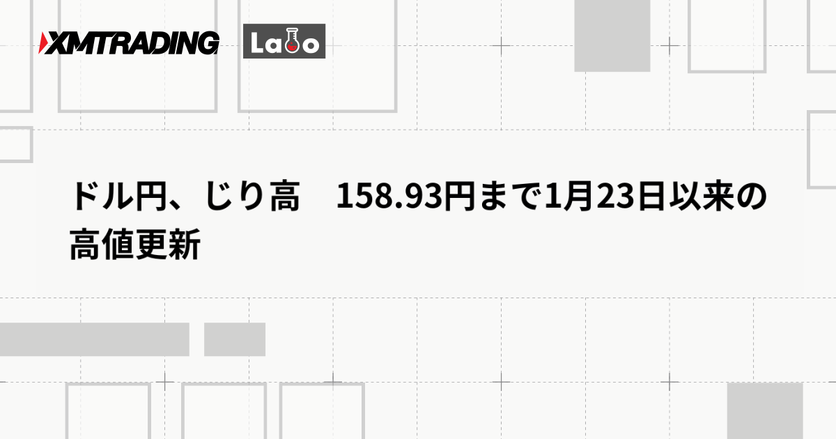 ドル円、じり高　158.93円まで1月23日以来の高値更新