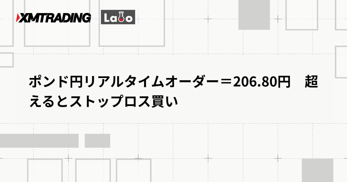 ポンド円リアルタイムオーダー＝206.80円　超えるとストップロス買い