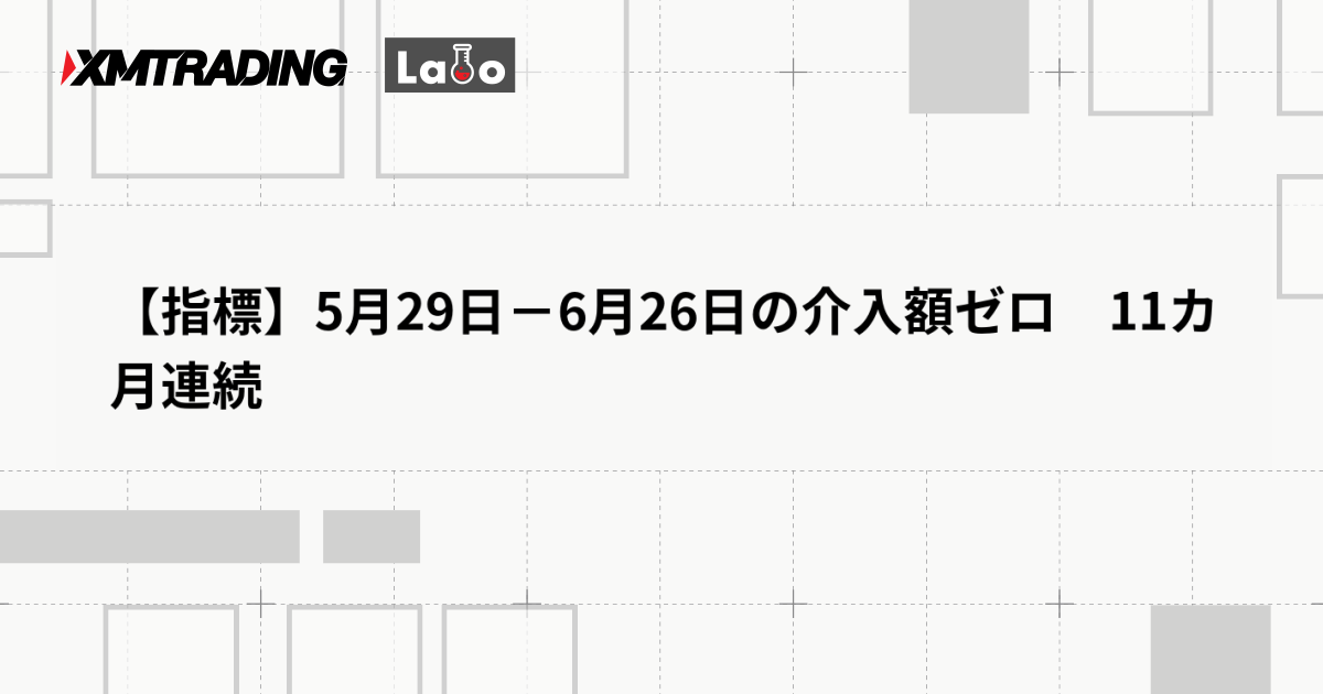 【指標】5月29日－6月26日の介入額ゼロ　11カ月連続