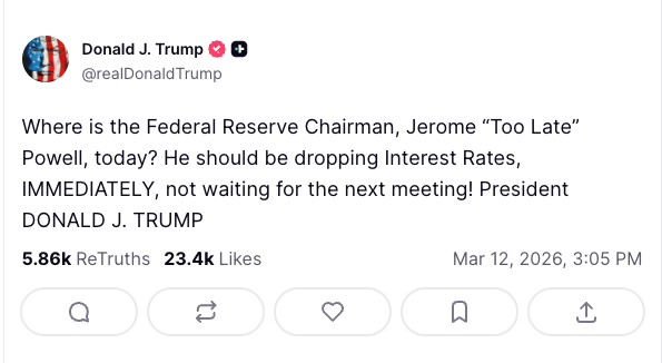 Trump's Truth Social Post on March 12