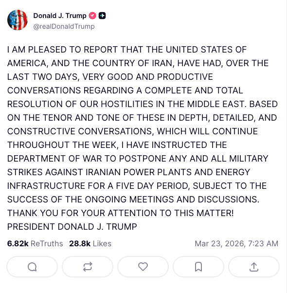 Trump's Truth Social Post