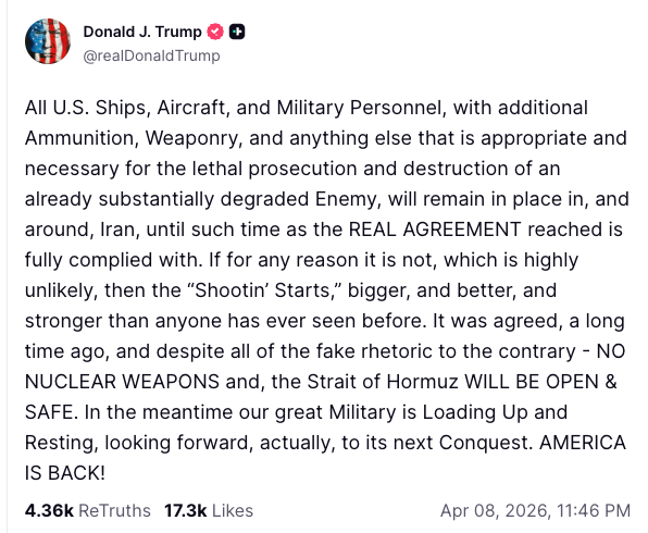 Trump TS post April 9