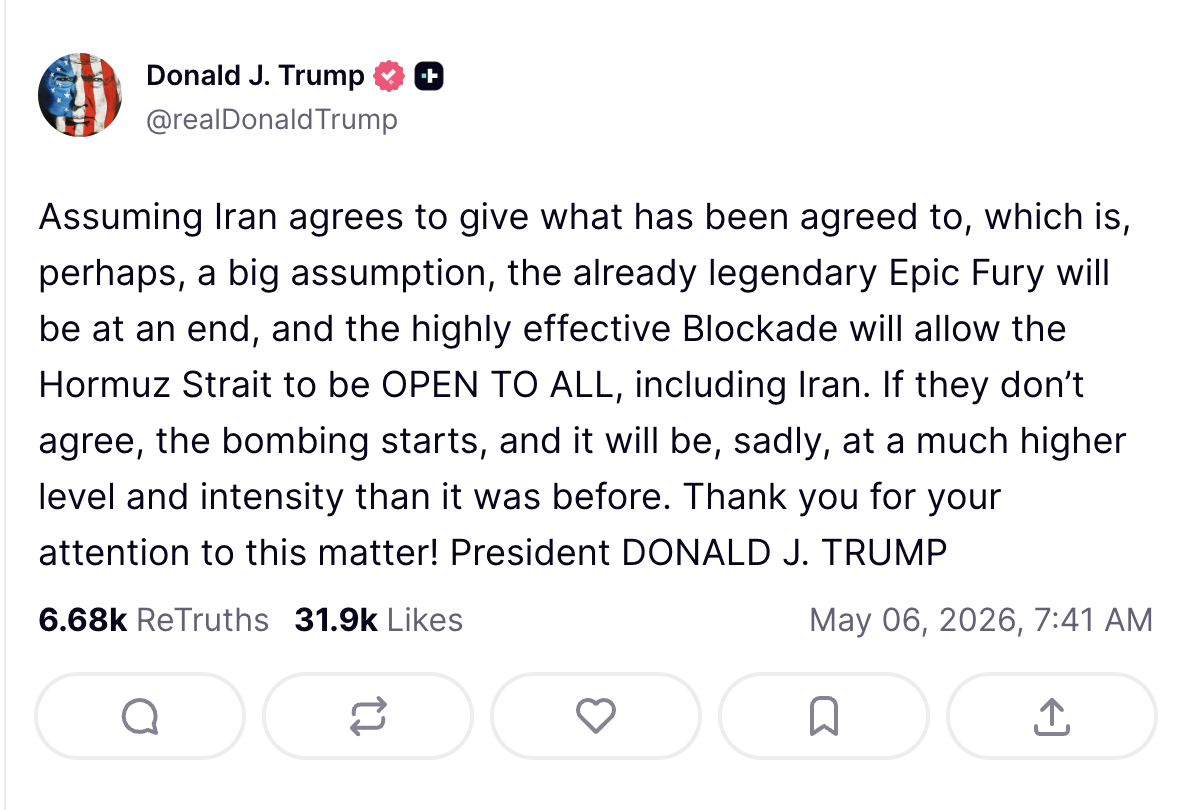 Trump Truth Social Post May 6