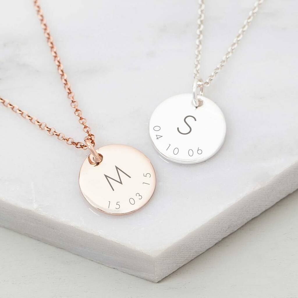 Personalised Initial And Date Necklace