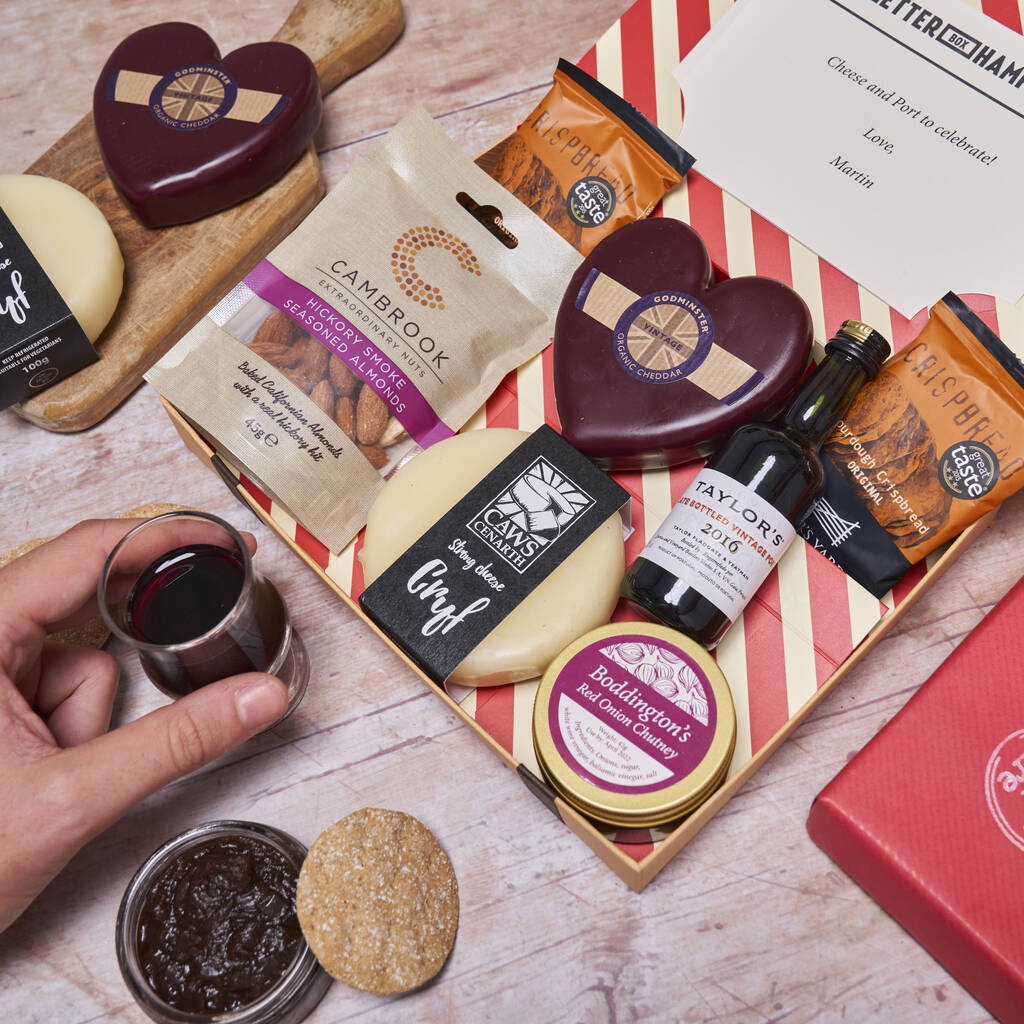 Personalised Cheese And Port Letter Box Hamper
