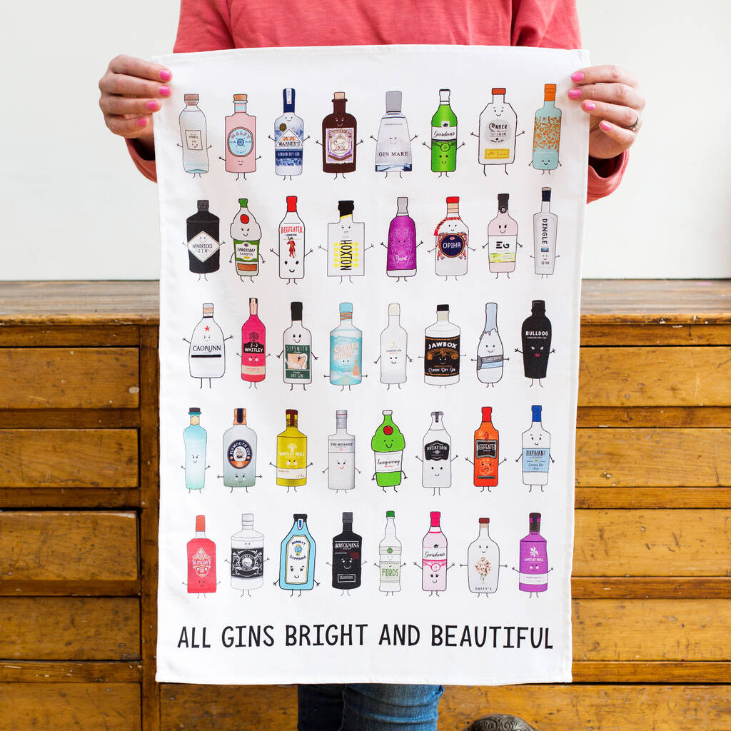All Gins Bright And Beautiful' Gin Tea Towel