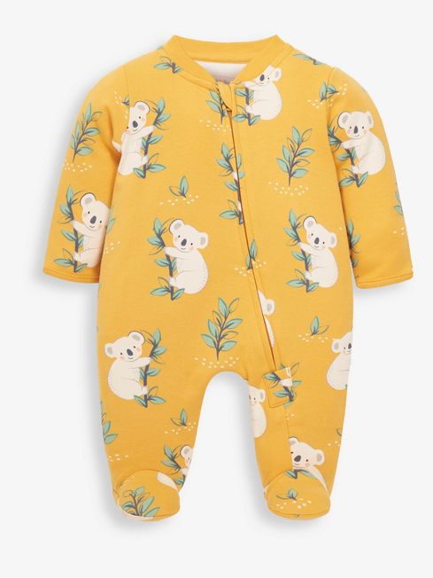 Koala Print Zip Sleepsuit in Mustard