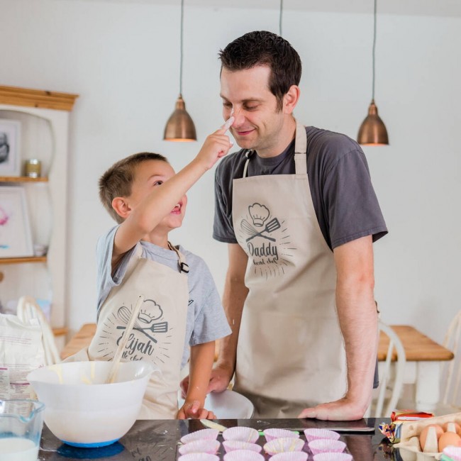 Personalised Adult And Kids Matching Apron Set