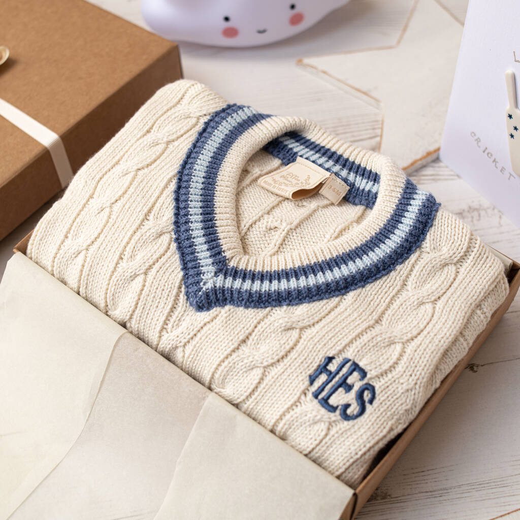 Personalised Baby Boy Cricket Jumper