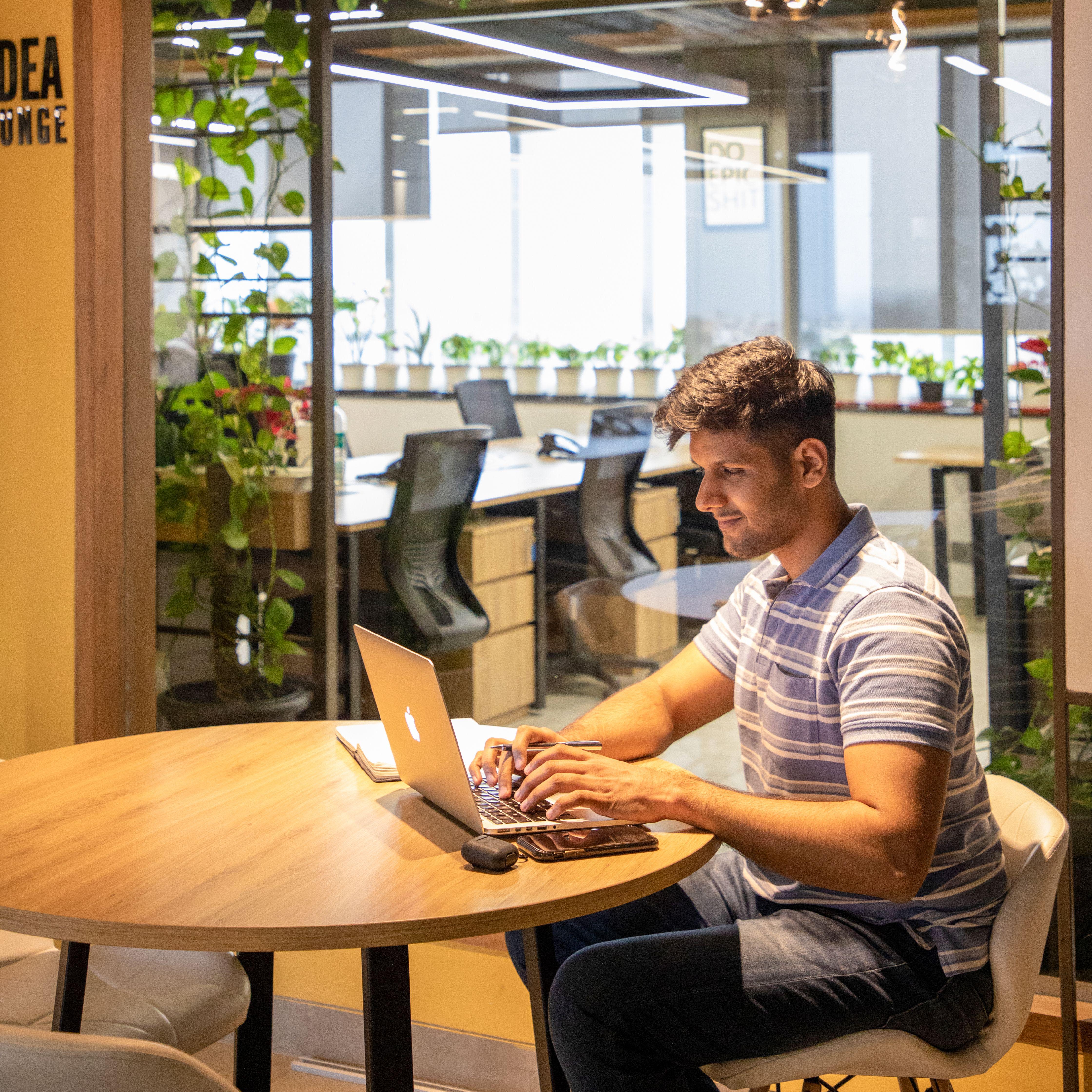 A member working from a myHQ coworking space