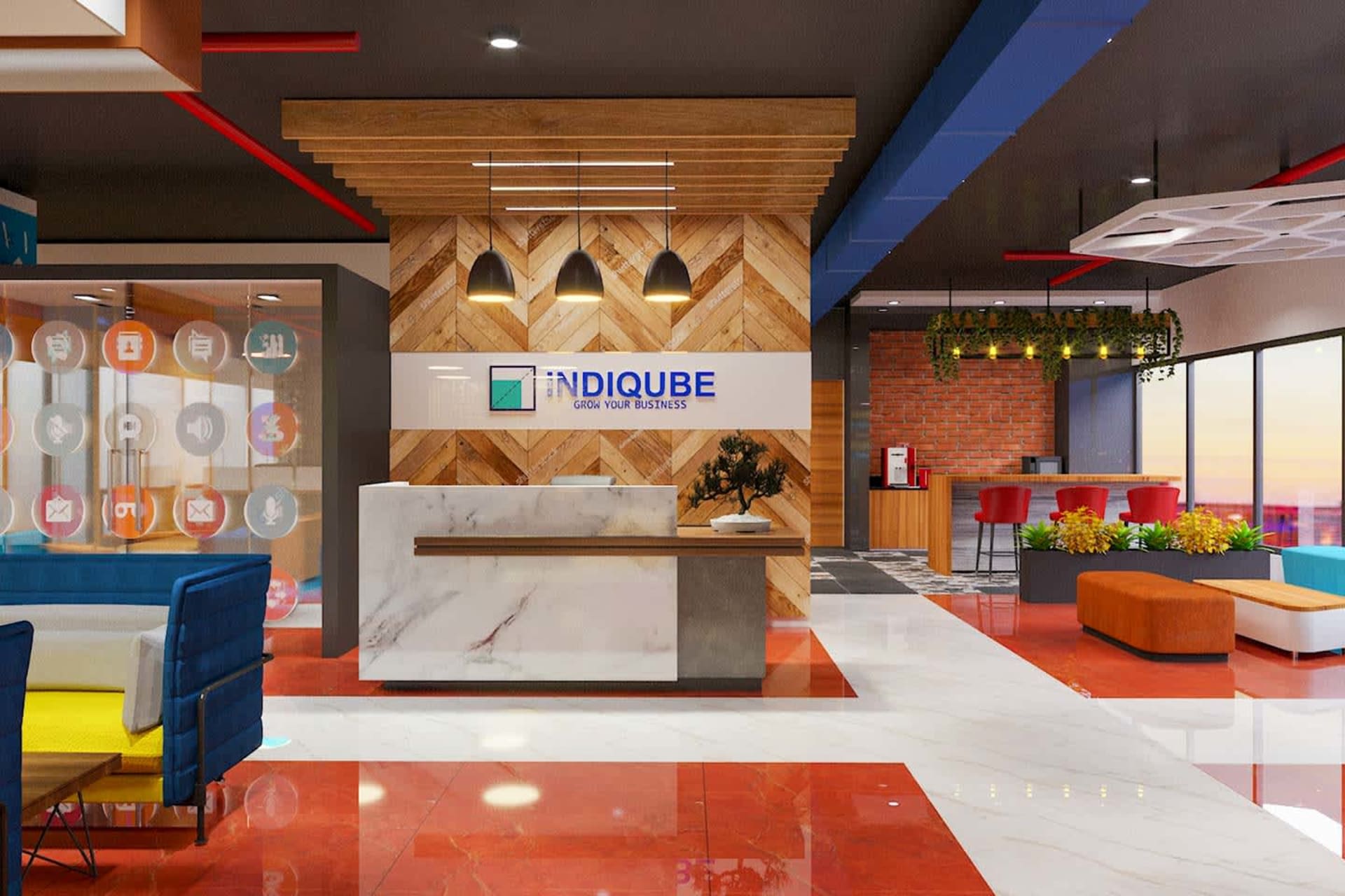 IndiQube coworking space in Perungudi, Chennai