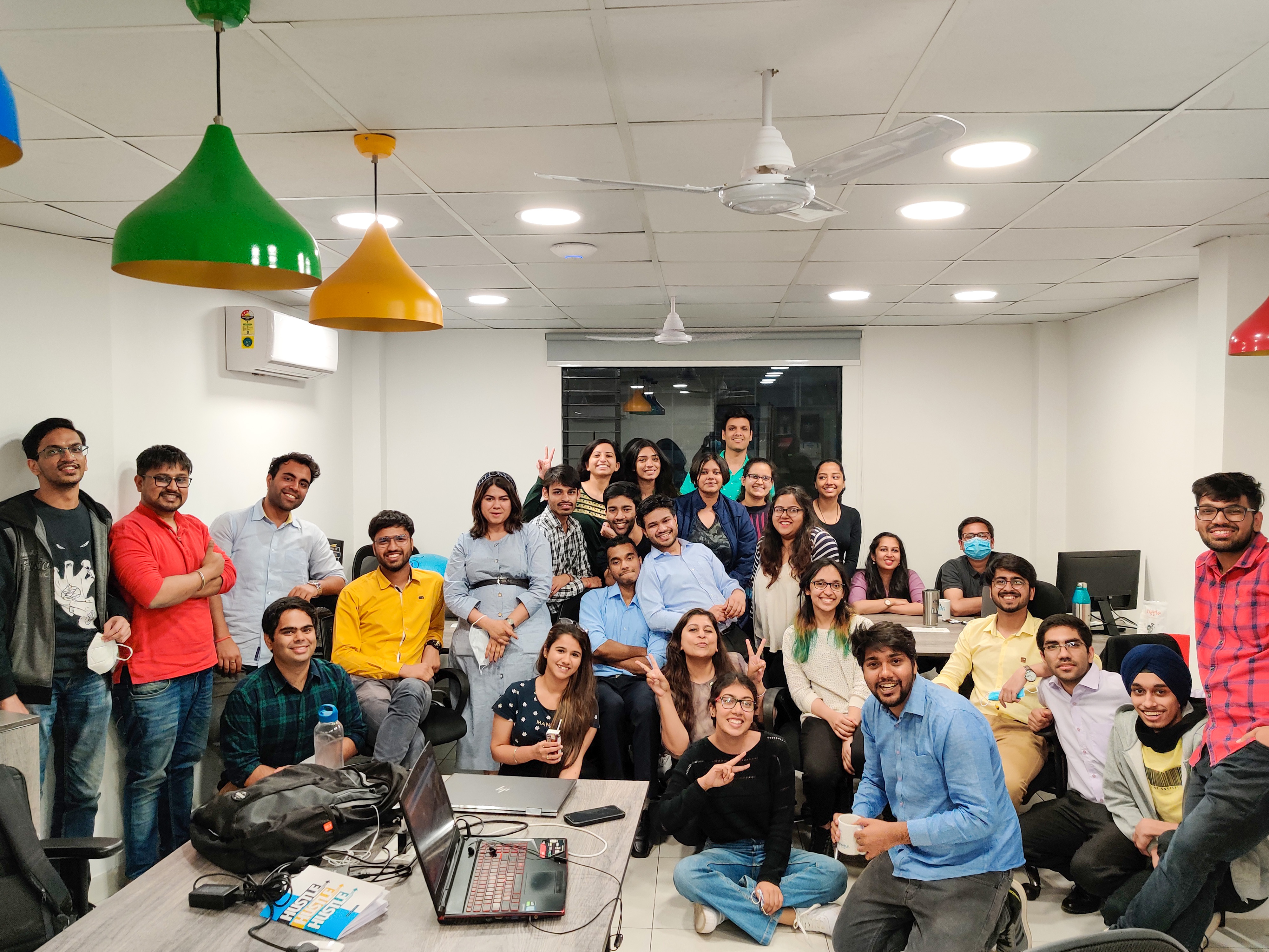 The myHQ team at an office gathering