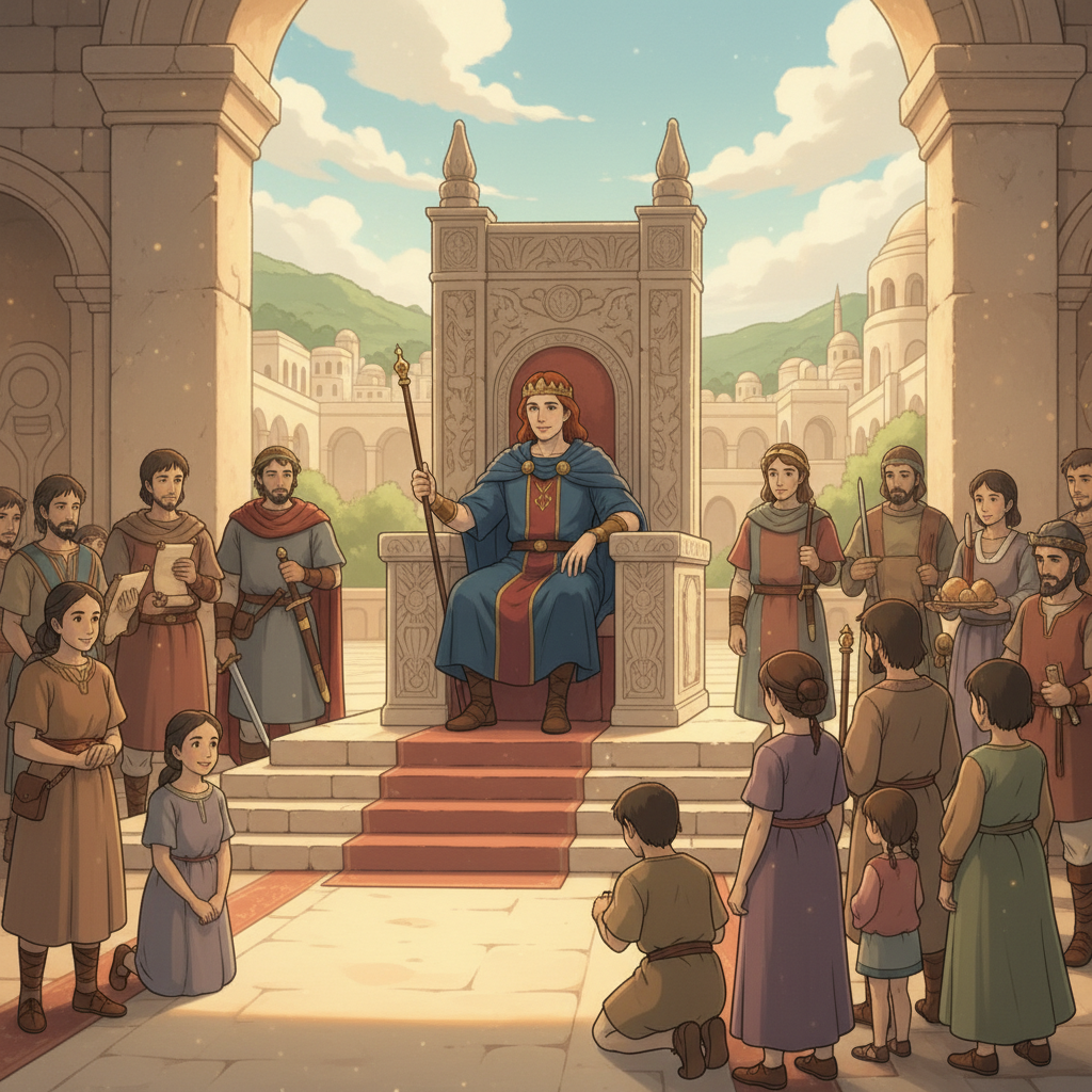 The chapter ends by describing how David ruled Israel. He ruled with fairness and justice. David appointed officers to help him govern the people. His army leaders and officials worked together to kee...