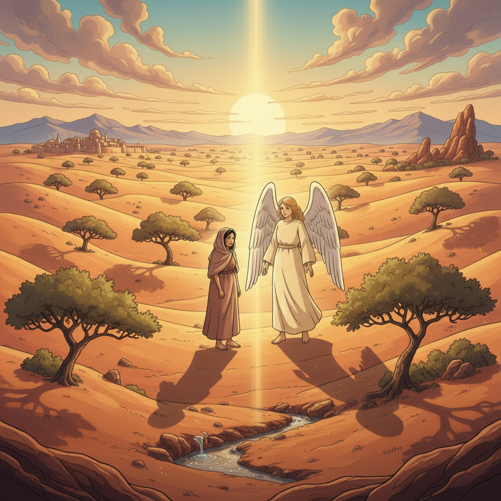 Hagar became pregnant, and this caused trouble in the household. Hagar began to look down on Sarai, and Sarai treated Hagar harshly. Hagar ran away into the wilderness because she felt unhappy and mis...