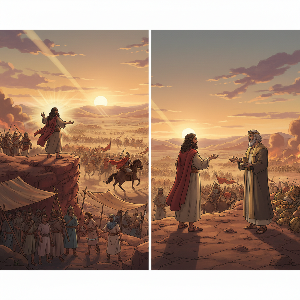 Abram gathered 318 trained men from his own household and chased the attackers. Even though Abram had a small number of men, God gave him victory. Abram and his men defeated the kings and rescued Lot,...