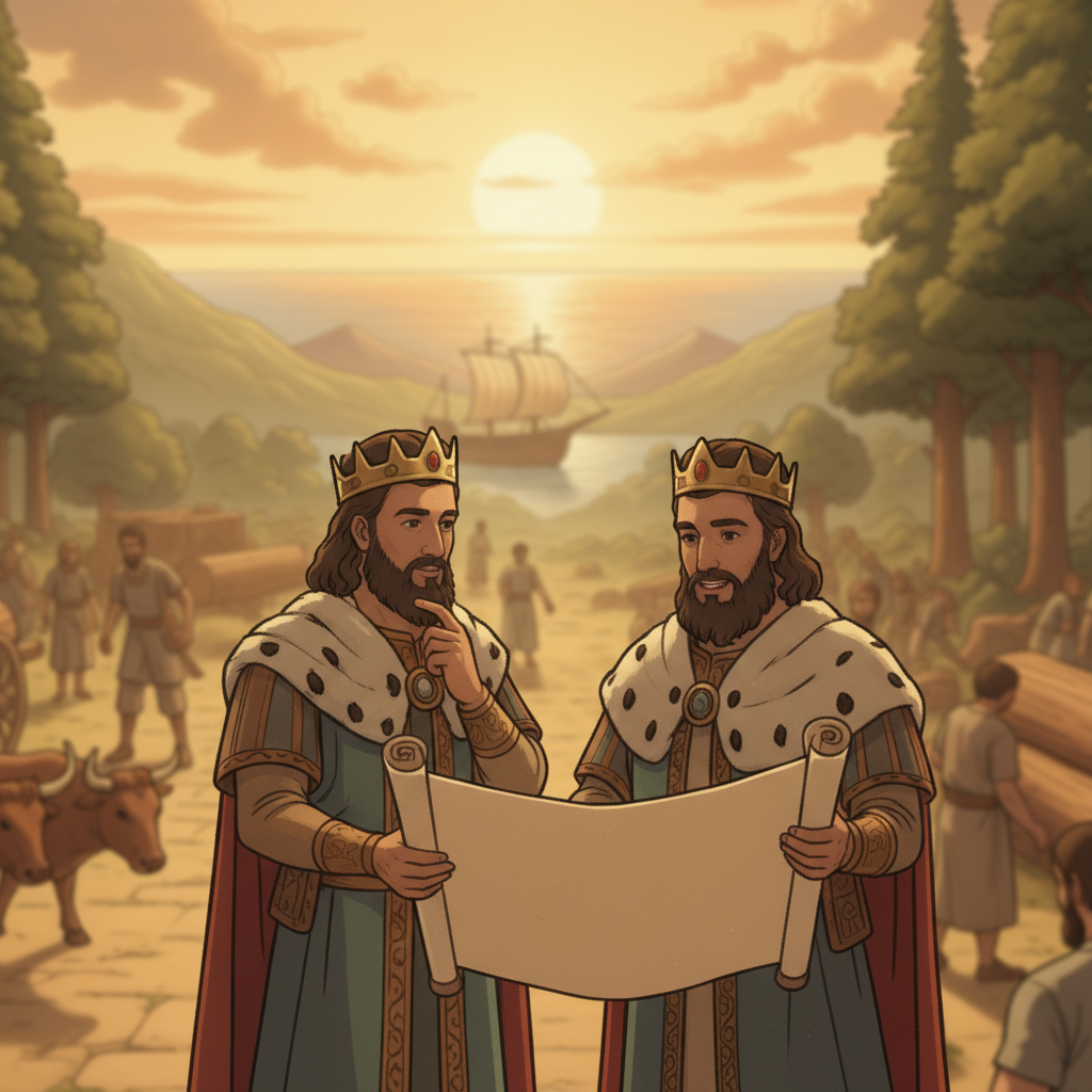 The Bible says that the Lord gave Solomon wisdom, just as He had promised. Because of this wisdom, Solomon was able to make good plans and build strong friendships with other nations. Solomon organize...