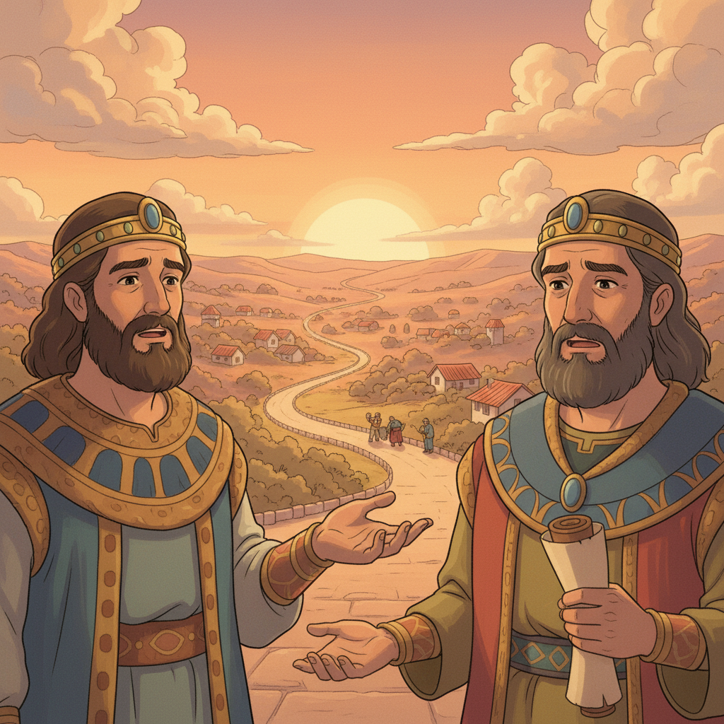 The chapter also talks about Solomon’s other achievements. Solomon gave King Hiram of Tyre twenty towns in Galilee as a gift for helping him with building materials. However, King Hiram was not please...