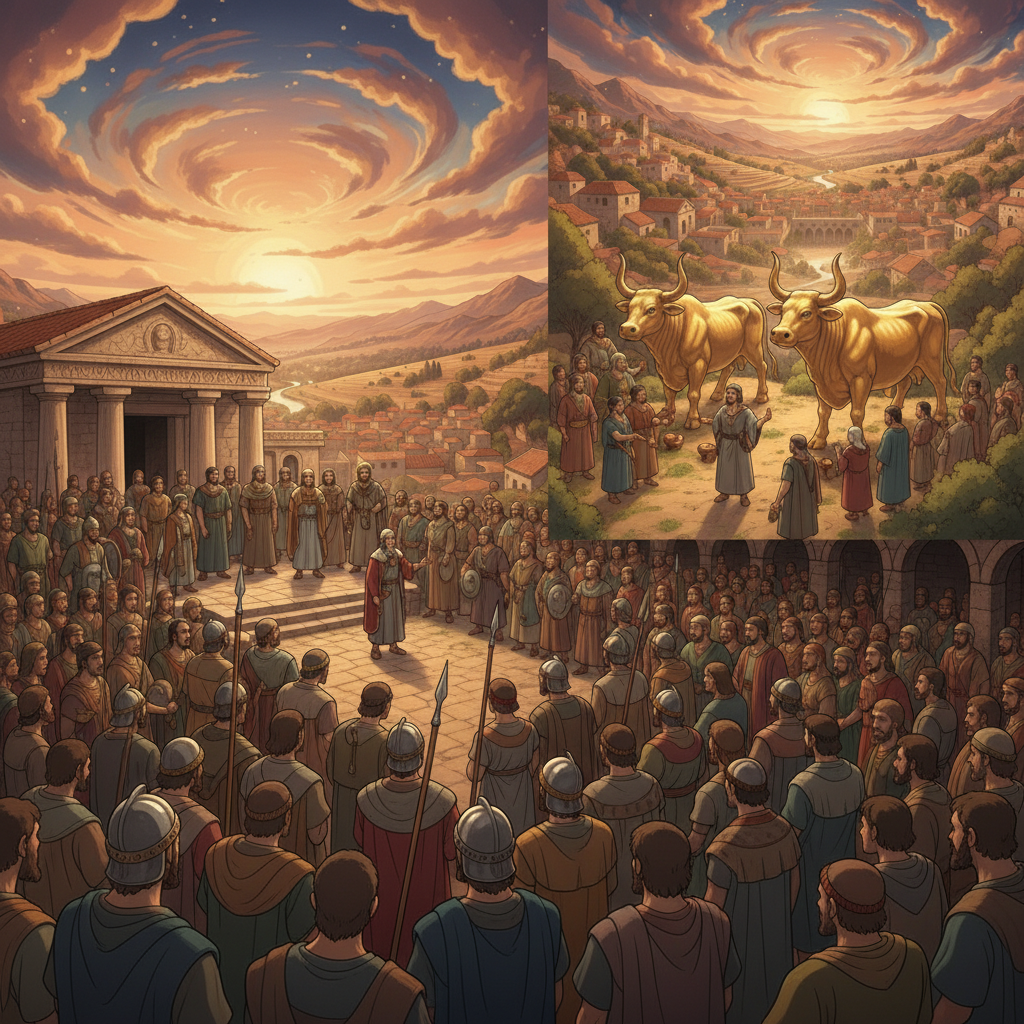 Rehoboam gathered soldiers to fight and bring the kingdom back together. But God sent a prophet named Shemaiah with a message. God told Rehoboam not to fight against his brothers because the division ...