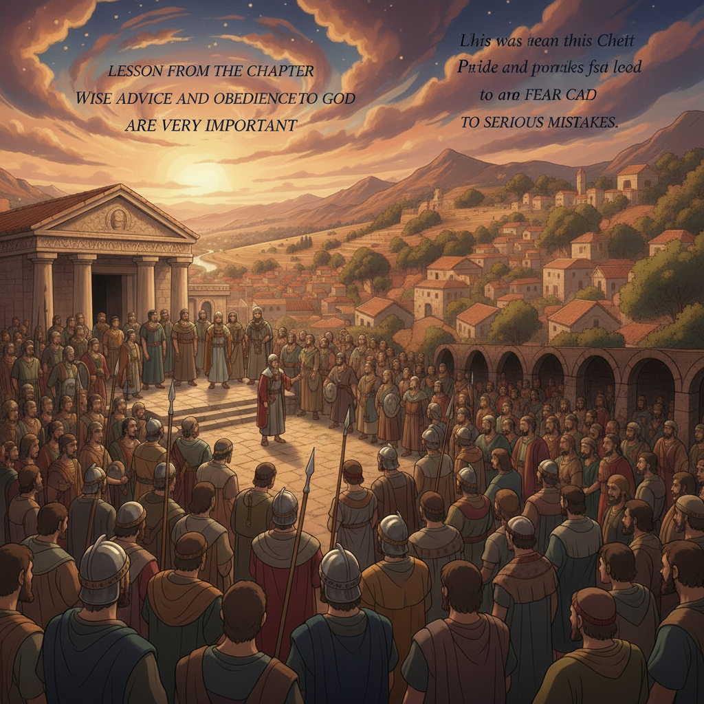 Lesson from the Chapter Wise advice and obedience to God are very important. Pride and fear can lead to serious mistakes.