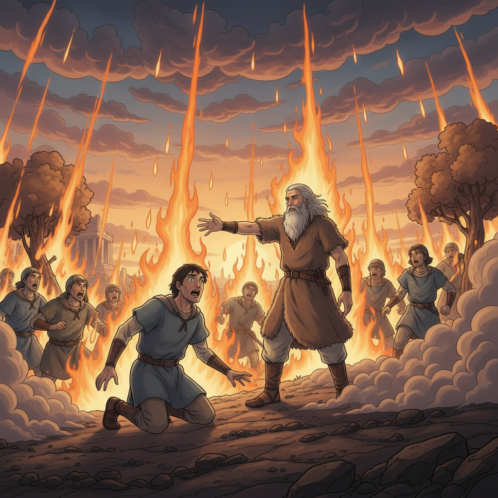 Ahaziah sent a captain with fifty soldiers to bring Elijah to him. They found Elijah sitting on a hill. The captain ordered him to come down. Elijah answered that if he was a man of God, fire would co...