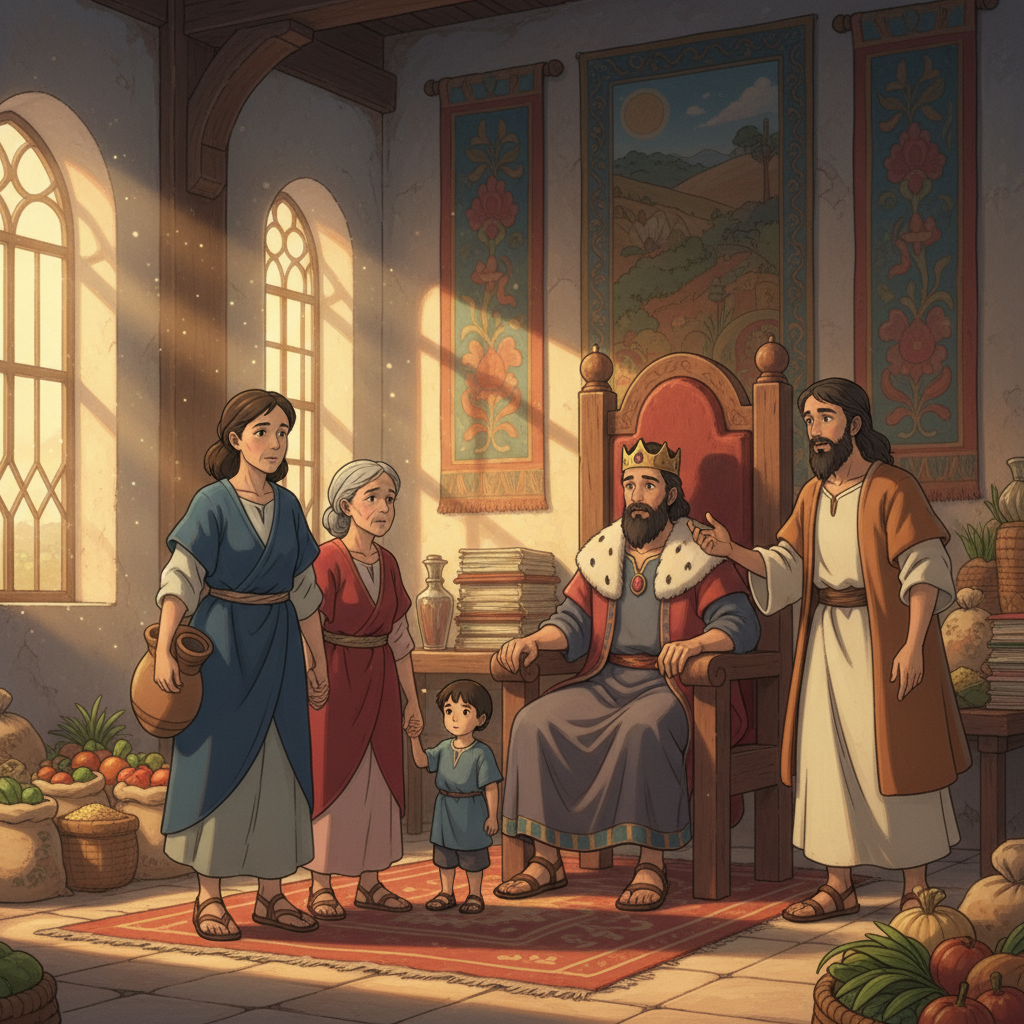 When the famine ended, she returned to Israel. But during her time away, someone had taken her land. She went to the king to ask for her property back. At that very moment, the king was talking to Geh...