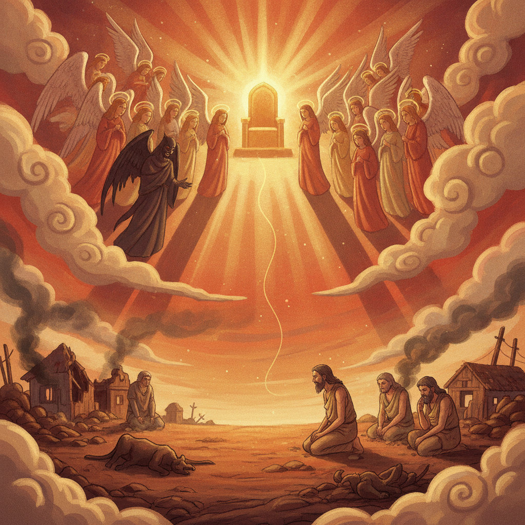 Job chapter 2 tells how Job faced another difficult test but remained faithful to God. Again, the angels came before God, and Satan also came with them.