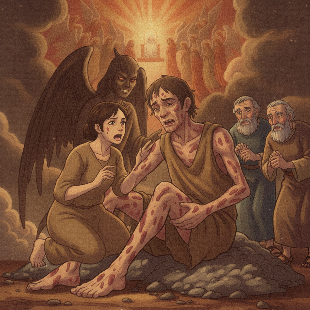 Even in his pain, Job did not say anything sinful about God. Soon, three of Job's friends heard about his suffering. Their names were Eliphaz, Bildad, and Zophar.