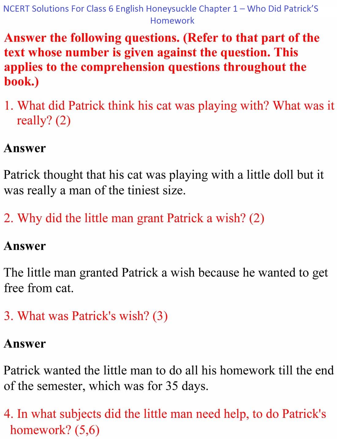 NCERT Solutions For Class 6 English Honeysuckle Chapter 1