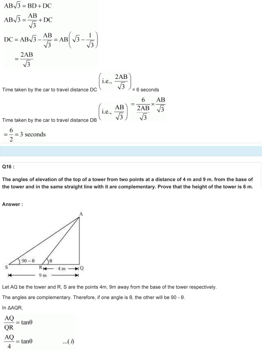 Online NCERT Solutions For Class 10 Maths Chapter 9 Some Applications Of Trigonometry by MYNCERT.com