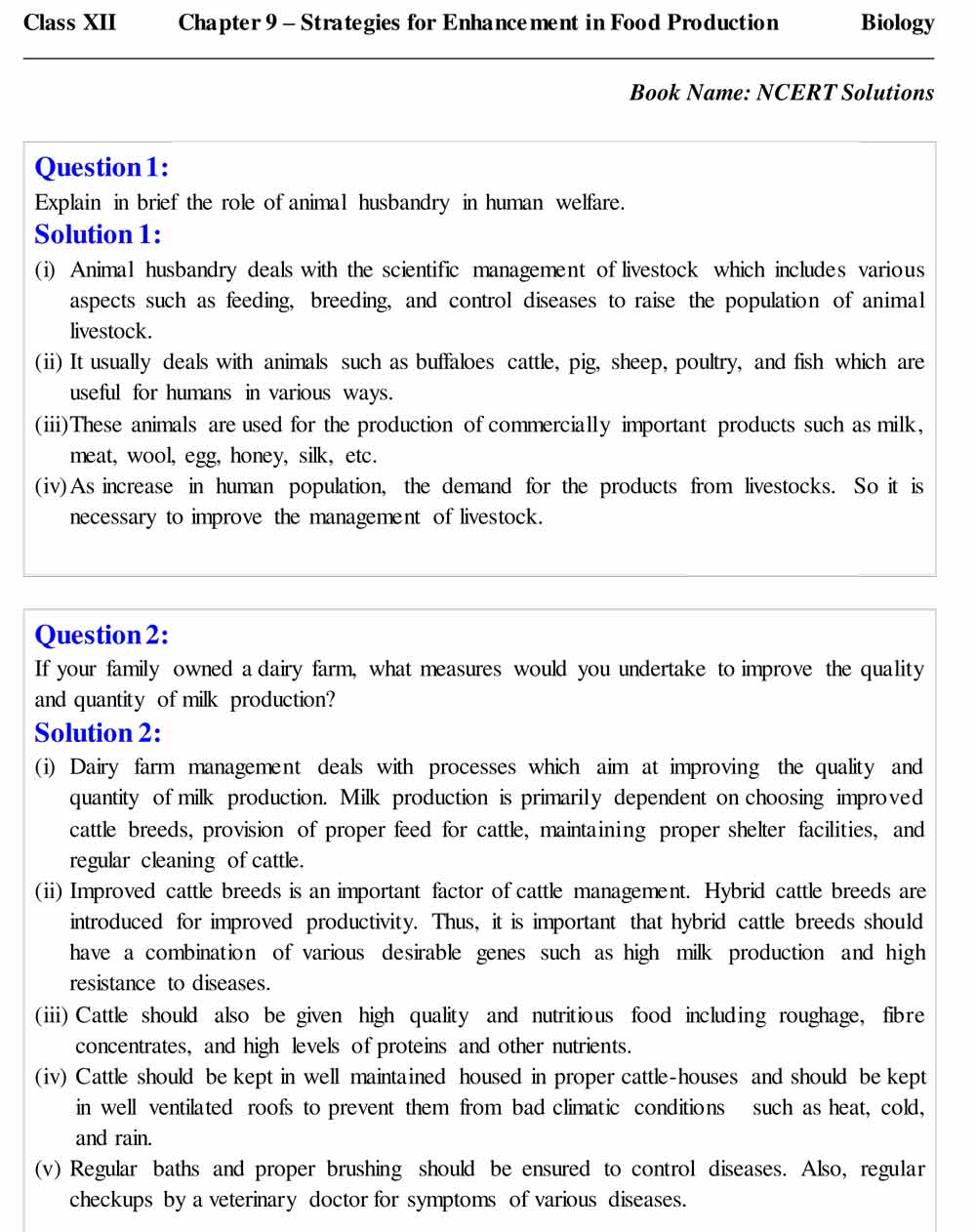 NCERT Solutions For Class 12 Biology Chapter 9 - Strategies For Enhancement In Food Production Free PDF Updated 2022 Download Here. NCERT Solutions For Class 12 Biology Chapter 9 - Strategies For Enhancement In Food Production Free PDF Updated 2022 Download Here.