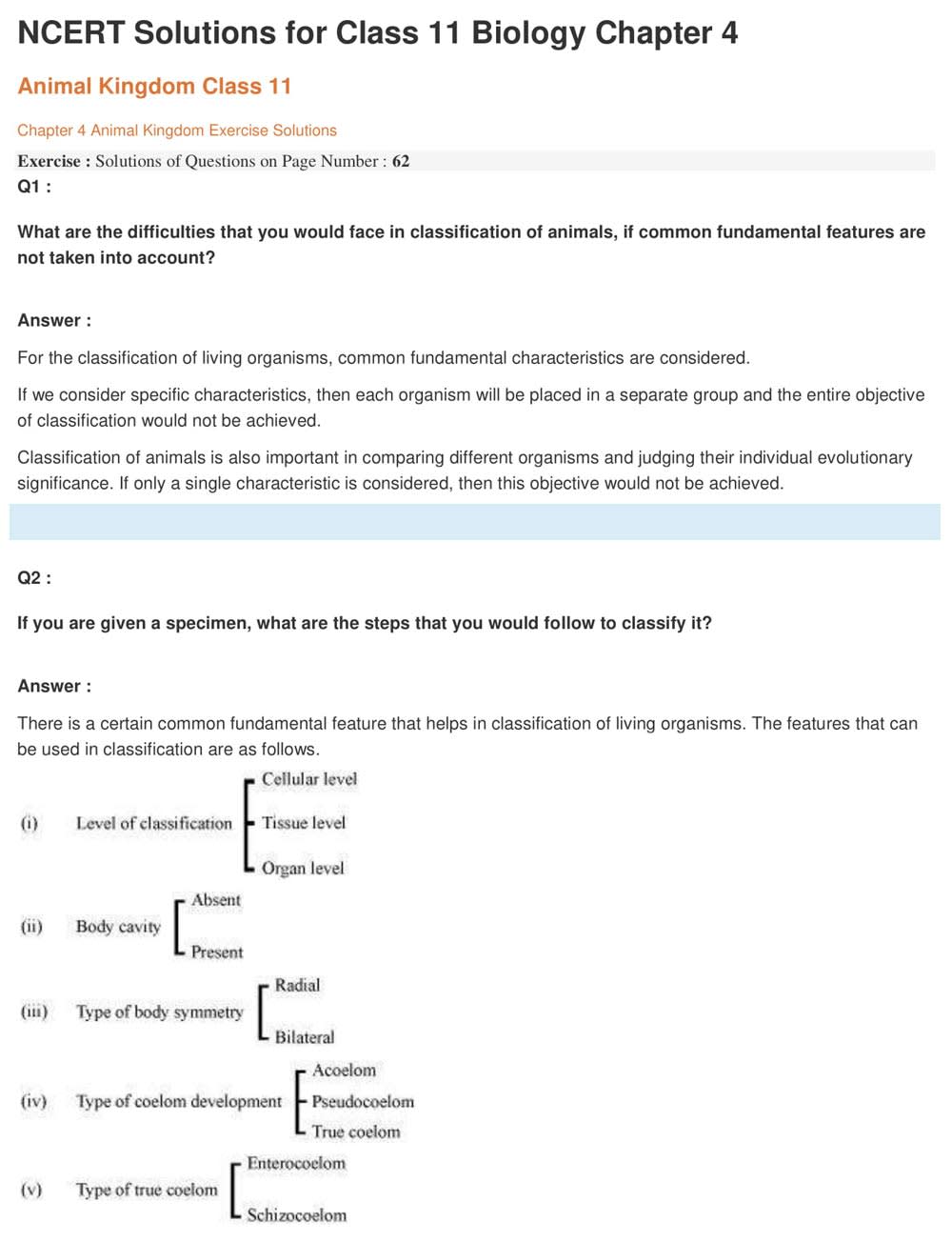 NCERT Solutions For Class 11 Biology Chapter 4 - Free PDFs NCERT Solutions For Class 11 Biology Chapter 4 - Free PDFs
