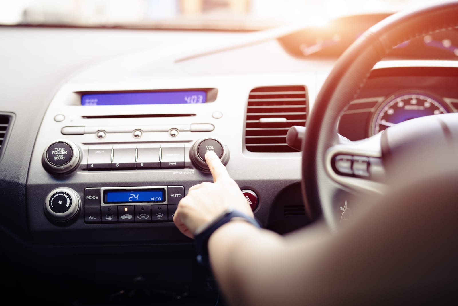 30126190 Woman Push Turn On Music Radio In Car radio advertising